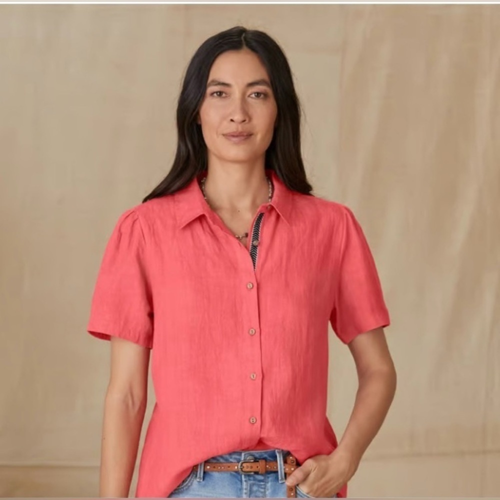 Sundance Classic Tales shirt Half Sleeve Pink/Coral Summer Shirt size M